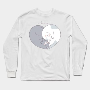 cats shaped love Long Sleeve T-Shirt